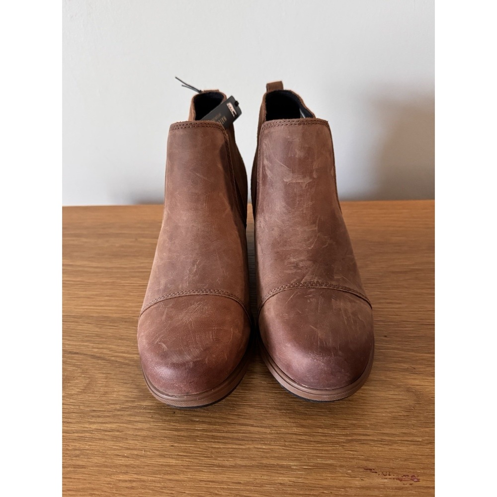 Sorel Evie Wedge Chelsea Boots Womens Size 8.5 Brown Leather Suede Pull On Shoes - Picture 9 of 10